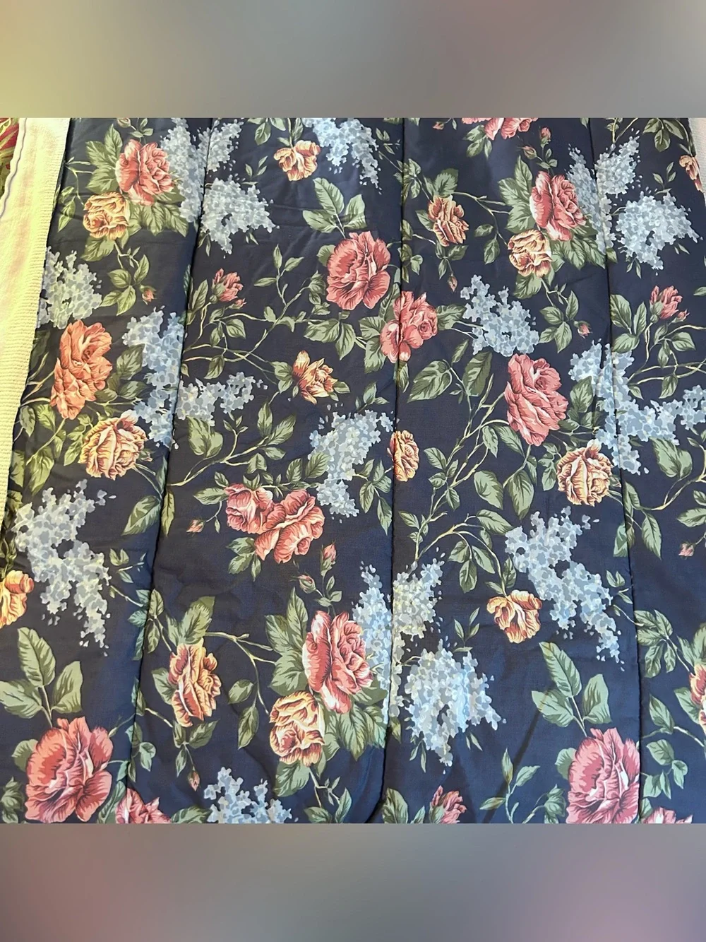 Sherry Kline Country Manor Blue Roses Lilac Full Comforter